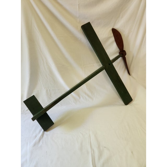 Vintage 1940's Wooden Handmade Folk Art Aviation Airplane Weathervane For Sale - Image 4 of 11