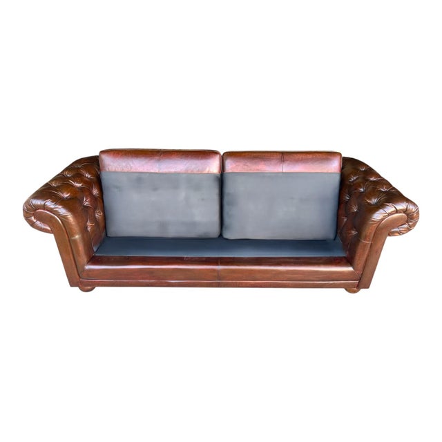 Vintage Cognac Brown Leather Chesterfield Sofa | Deep Tufted English Club Couch For Sale - Image 13 of 14