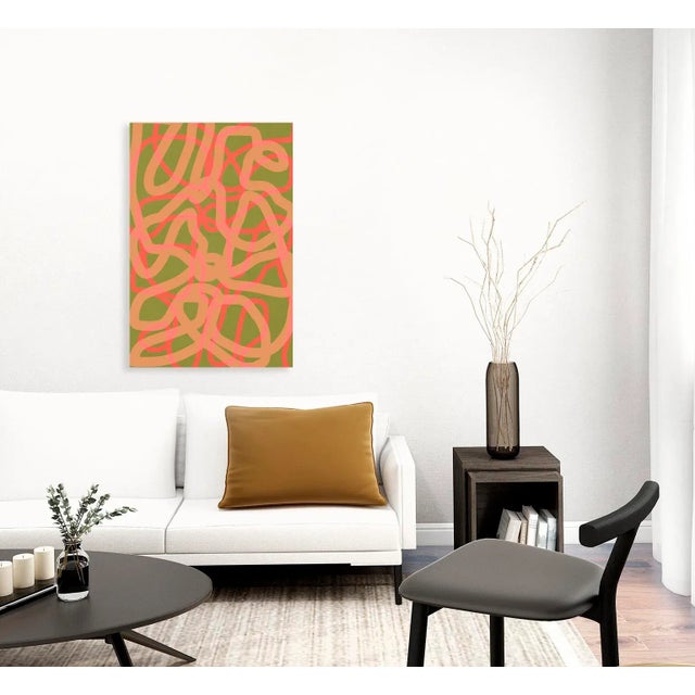 Contemporary Abstract Art Print Pink & Green Contemporary Tone on Tone Artwork by Angela Cameron For Sale - Image 3 of 3