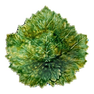 Vintage Maple Leaf Faïencerie D’art De La Sorue Faïence Majolica Plate #3 For Sale