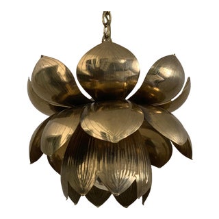 Small Brass Lotus Pendant by Feldman For Sale