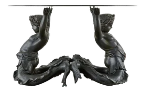 Italian Bronze Neoclassical Putti Di Mare Dining Centre Table