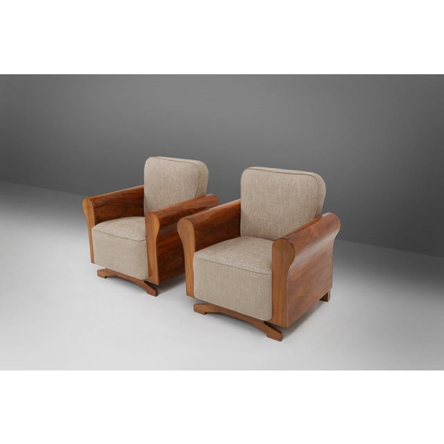 Art Deco Armchairs in Walnut Veneer, France, 1930s, Set of 2 For Sale - Image 15 of 17