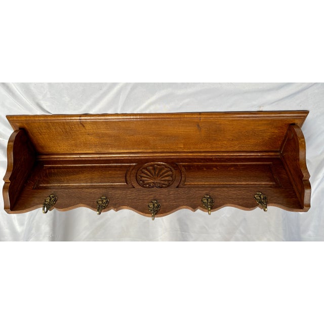 Mid 20th Century Mid 20th Century Carved Tiger Oak Coat Rack For Sale - Image 5 of 13