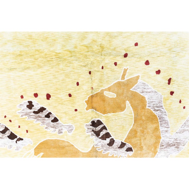 "Mythical" Modern Animal Solid Beige Cotton Rug Designed By Jean Lurçat For Sale - Image 10 of 10