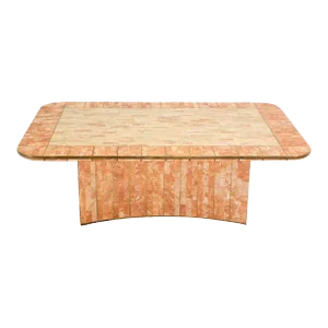 Maitland Smith Tessellated Stone Brass Mid Century Modern Rectangle Coffee Table