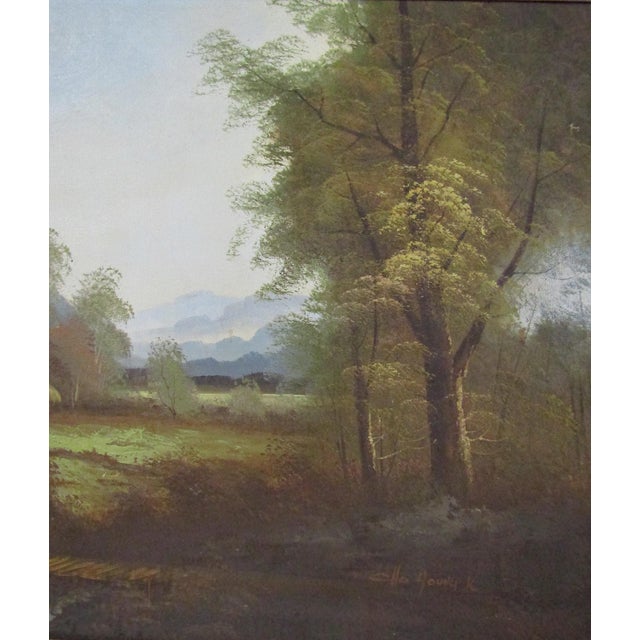 Asian 1980s Large Signed Cho Young K Korean Mountain Landscape Oil Painting For Sale - Image 3 of 10