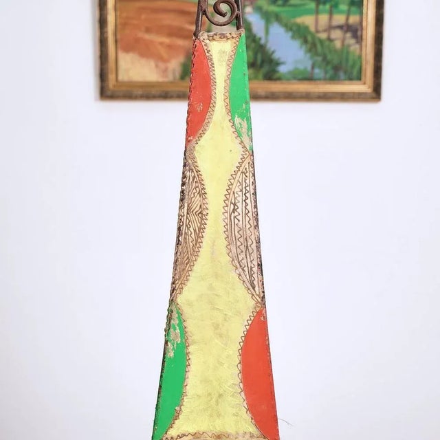 Vintage Leather and Iron Lamp For Sale - Image 5 of 6