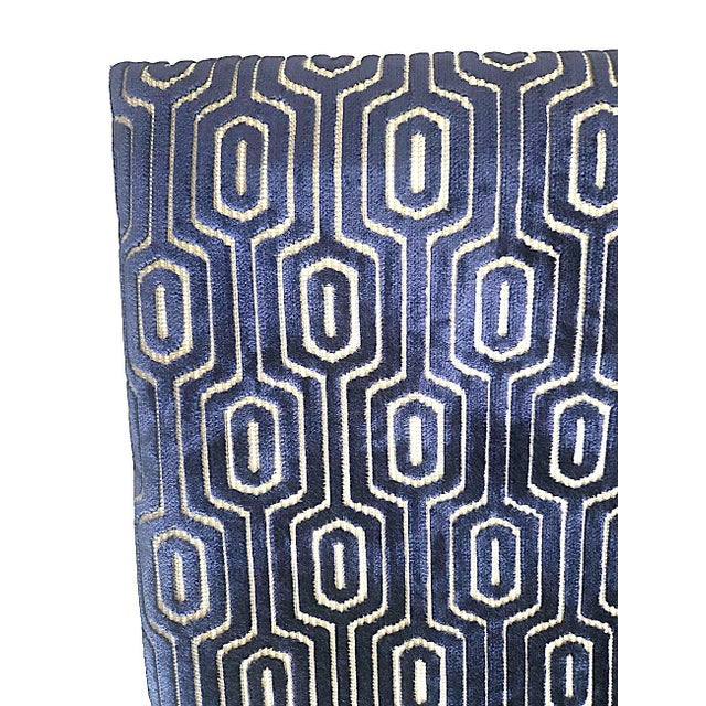 Art Deco/Geometric Cut Velvet Fabric Remnant After Schumacher, 4.8 Yards For Sale - Image 9 of 15