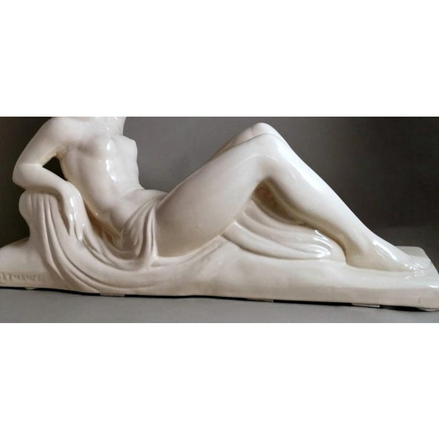 Ceramic 1920s Art Deco French Ceramic Sain-Clement Statue of Charles Lemenceau For Sale - Image 7 of 13