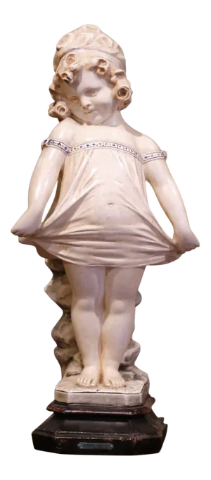 19th Century French Handcrafted Plaster Young Girl Statue After Donatello