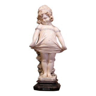 19th Century French Polychrome Plaster Figure of a Child After Donatello For Sale