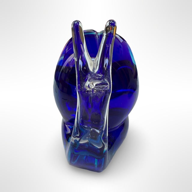 Mid 20th Century Vintage Italian Murano Hand-Blown Glass Large Snail Sculpture, Signed For Sale - Image 5 of 6