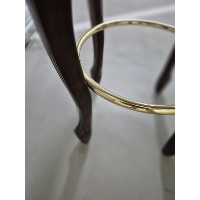 Late 20th Century Late 20th Century Queen Anne Style Mahogany Bar Stools For Sale - Image 5 of 5