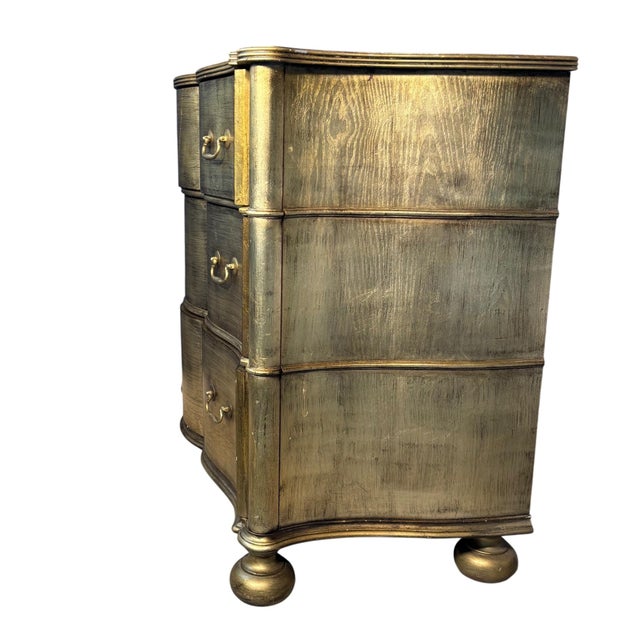 Wood Ethan Allen Serpentine Chest in Original Metallic Silver-Gold Finish For Sale - Image 7 of 13