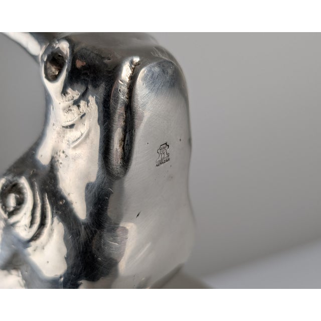 Almazán Rhino Bottle Holder in Wood and Nickel Silver, 1960s For Sale - Image 10 of 18