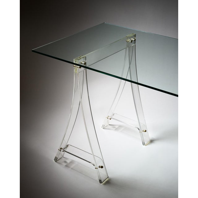 Period Mid-Century Modern, Lucite and Glass Desk, French For Sale In Austin - Image 6 of 9