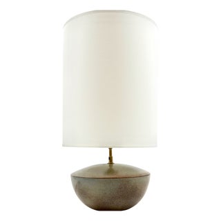 Mid-Century Modern Green Ceramic Lamp Base from Alain di Bin, France, 1960s For Sale