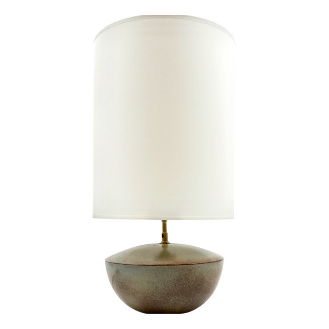 Mid-Century Modern Green Ceramic Lamp Base from Alain di Bin, France, 1960s For Sale