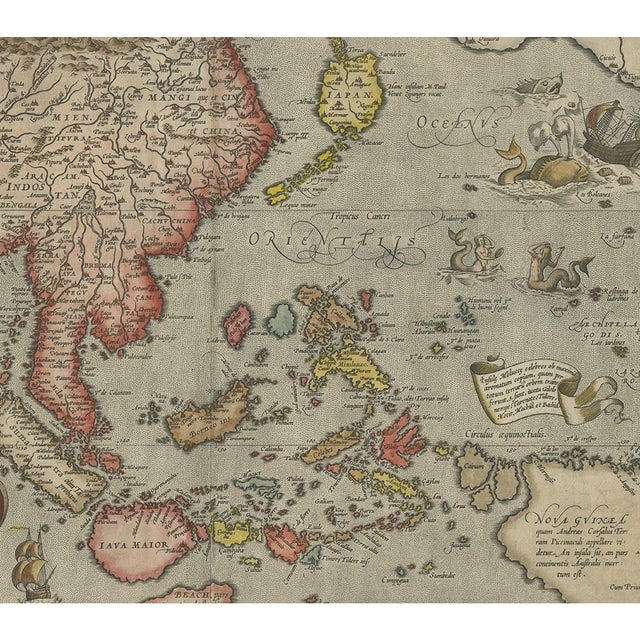 Antique Map of Southeast Asia attributed to Ortelius, 1587 For Sale - Image 4 of 7