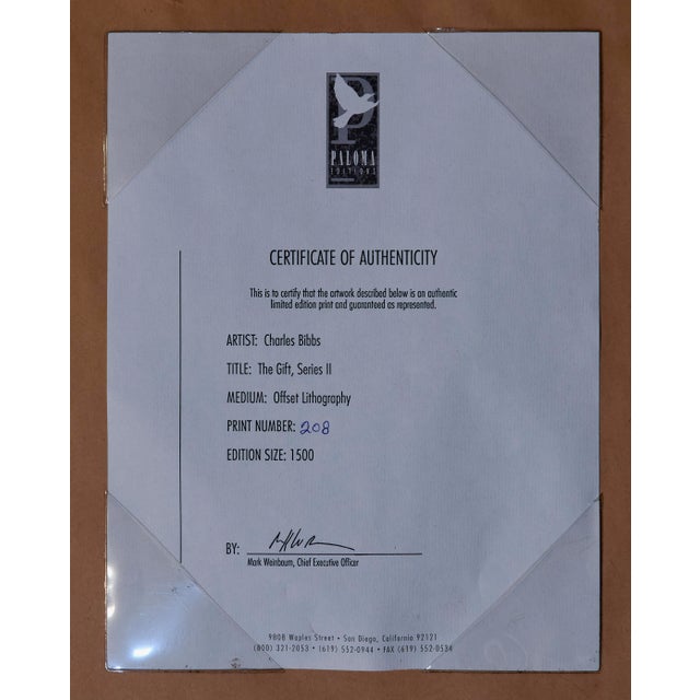 Printmaking Materials Charles Bibbs "The Gift, Series I I" Lithograph Edition 208 For Sale - Image 7 of 8