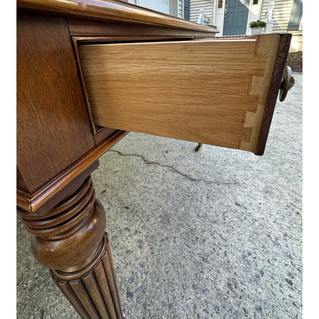 English Regency Style Banded Mahogany Writing Table With 2 Drawers For Sale - Image 10 of 10