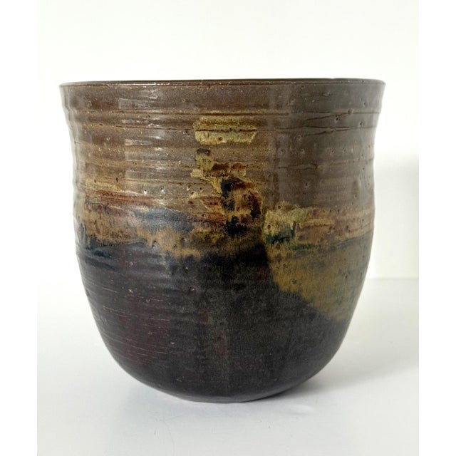 Large Ceramic Glazed Vase in Cachepot Form by Toshiko Takaezu For Sale In Atlanta - Image 6 of 13