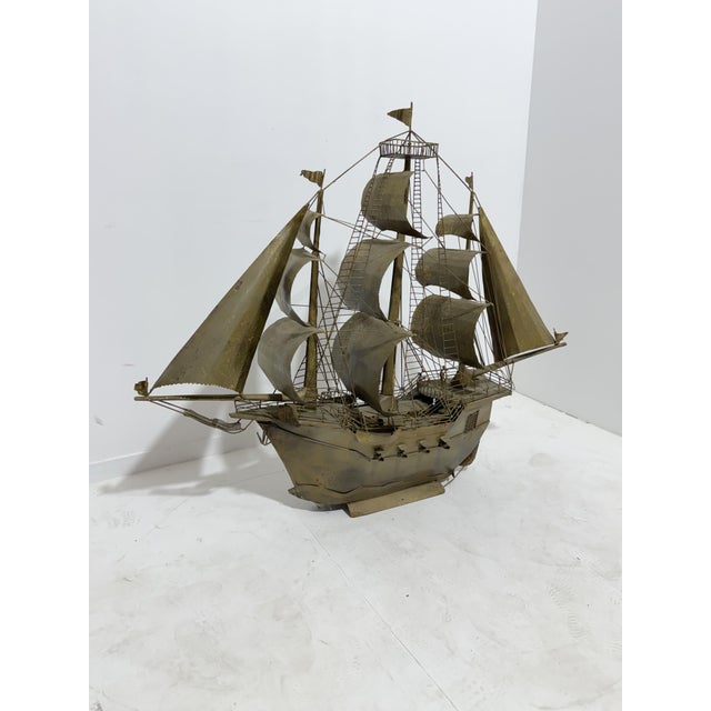 Large Vintage Italian Sheet Metal Galleon, 1950 For Sale - Image 4 of 12