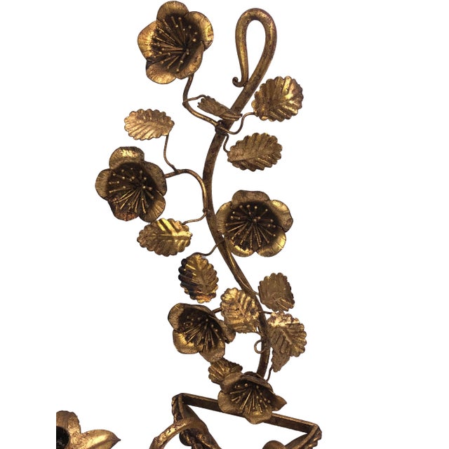 Mid Century Italian Gilt Wall Sconces - a Pair For Sale - Image 4 of 8