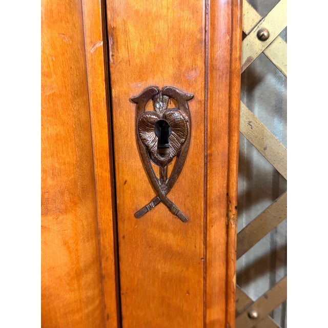 Mid 19th Century Austrian Biedermeier Figured Maple & Brass-Grille Bookcase, Circa 1840 For Sale - Image 5 of 10