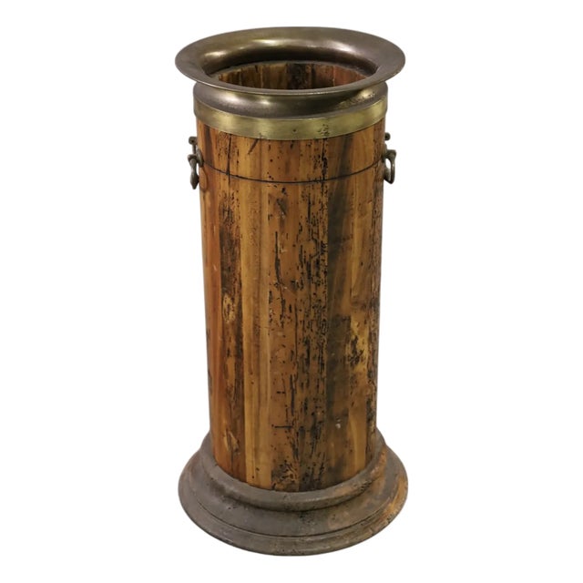 Antique Brass Mounted English Country Umbrella Stick or Cane Stand For Sale