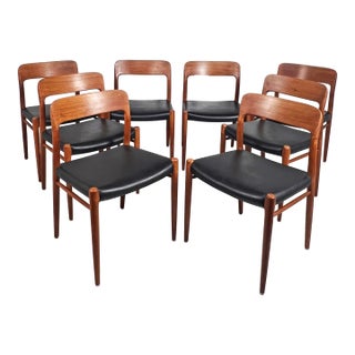 C. 1960s Niels Moller Danish Teak Model 75 Dining Chairs- Set/8 For Sale