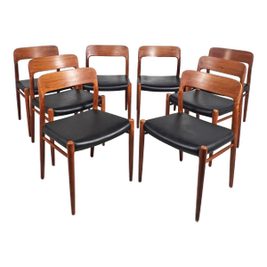 C. 1960s Niels Moller Danish Teak Model 75 Dining Chairs- Set/8