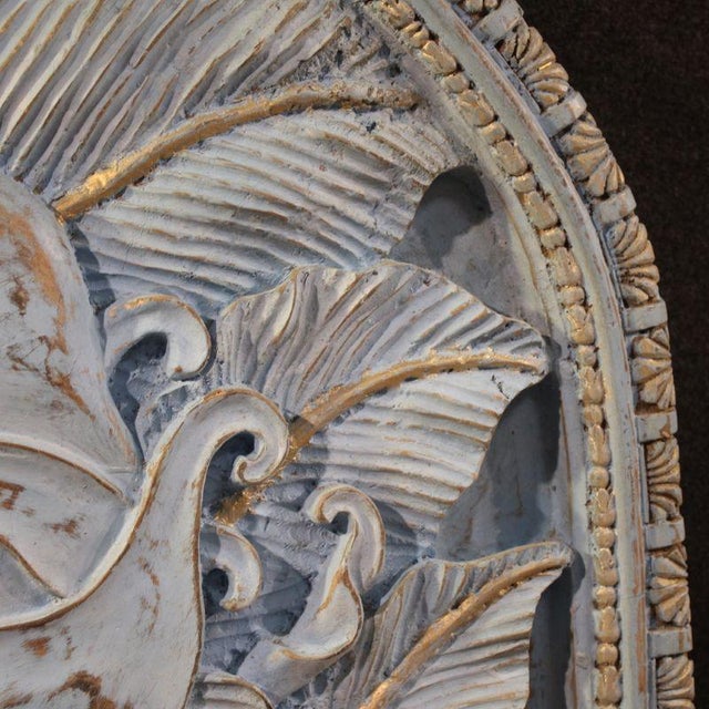 1980s Bas-Relief Sculpture of Stylized Face with Flowers, 20th Century, Wood For Sale - Image 5 of 12