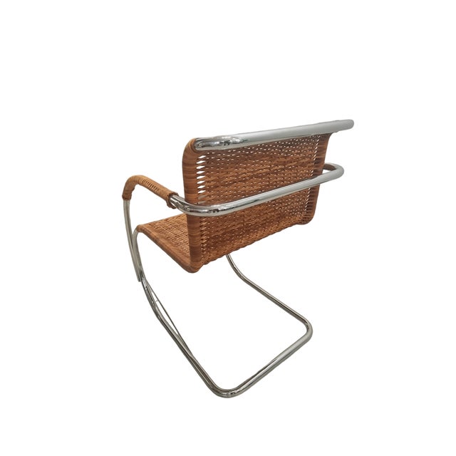 Bauhaus M20 Tubular Cantilever Armchair in Woven Rattan by Mies Van Der Rohe for Knoll, 1960s For Sale - Image 3 of 13