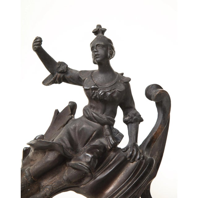 Figurative Pair of Louis XV Style Patinated Bronze Figural Andirons For Sale - Image 3 of 13