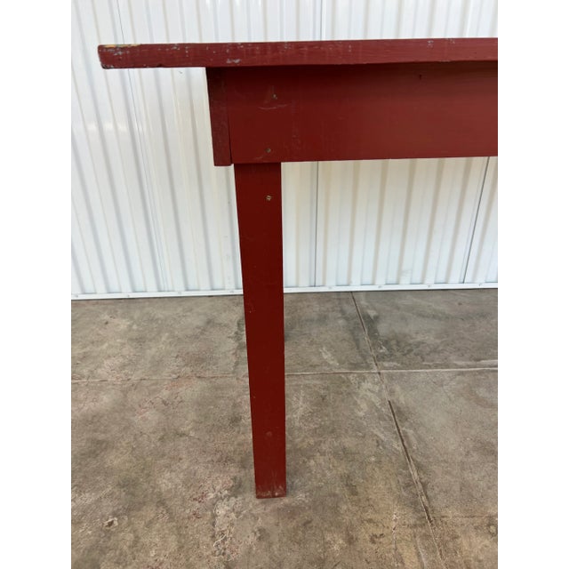 Brick Red Early 20th Century Antique Farmhouse Table Island, Rectangle For Sale - Image 8 of 11
