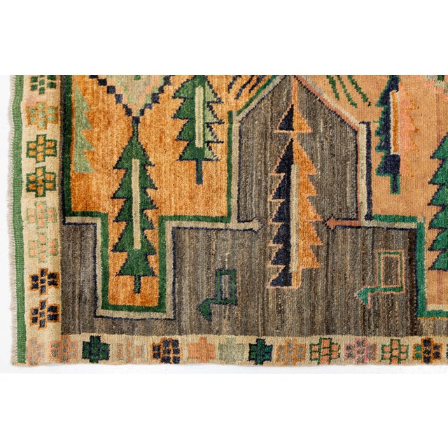 Textile Modern Baluch Style Hand-Knotted Area Wool Rug – Abstract Geometric Tribal 6x8 For Sale - Image 7 of 10