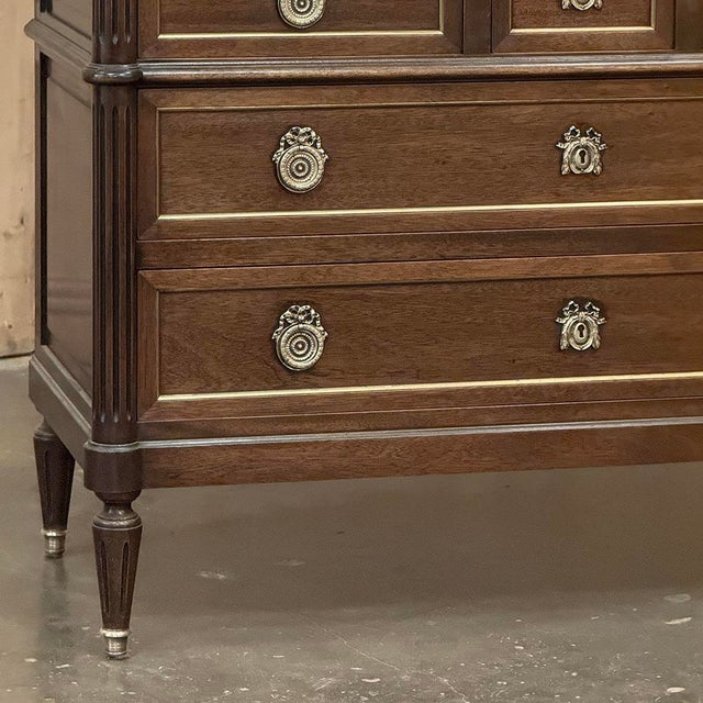 Wood 19th Century French Louis XVI Mahogany Commode With Carrara Marble For Sale - Image 7 of 17