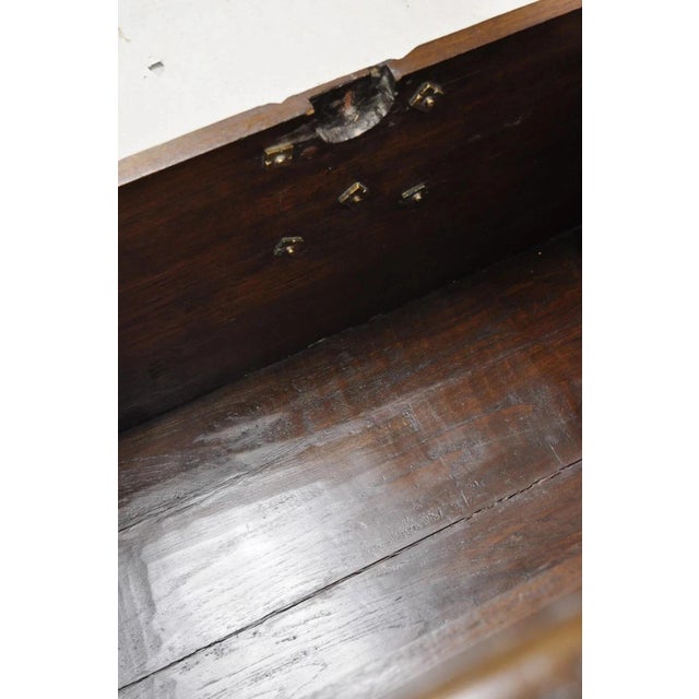 Antique Anglo Indian Oak Wood & Brass Mounted Coffer Blanket Chest Trunk For Sale - Image 9 of 16
