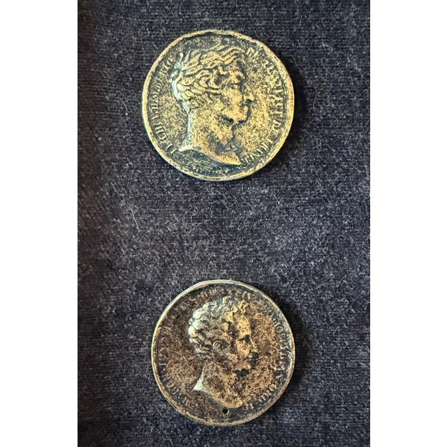 Mid 20th Century Pair of Mid Century Framed Roman Medallions or Coins For Sale - Image 5 of 13