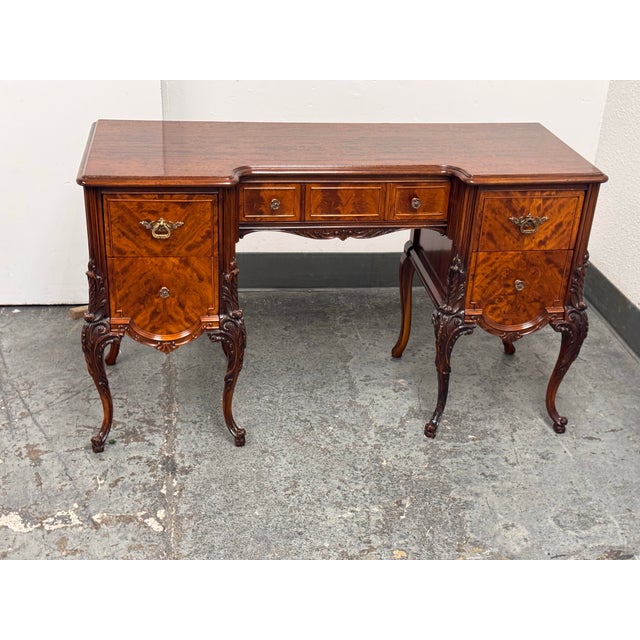 1920s American Tiger Mahogany Desk/Vanity, Circa 1920's For Sale - Image 5 of 12