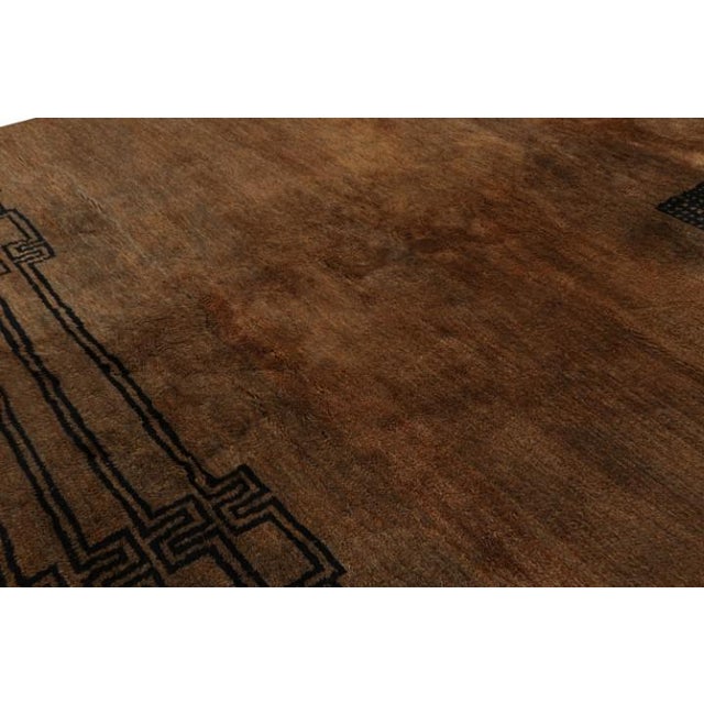 Rug & Kilim Rug & Kilim’s Moroccan Rug in Brown With Black Geometric Patterns For Sale - Image 4 of 7