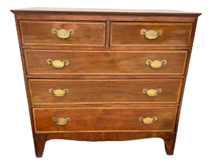 Antique Georgian Chippendale Style Satinwood Inlaid Mahogany Chest of Drawers, Probably C 18th Century