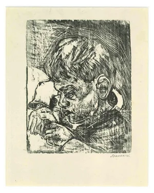 Mino Maccari, Portrait of a Child, Woodcut, Mid 20th Century