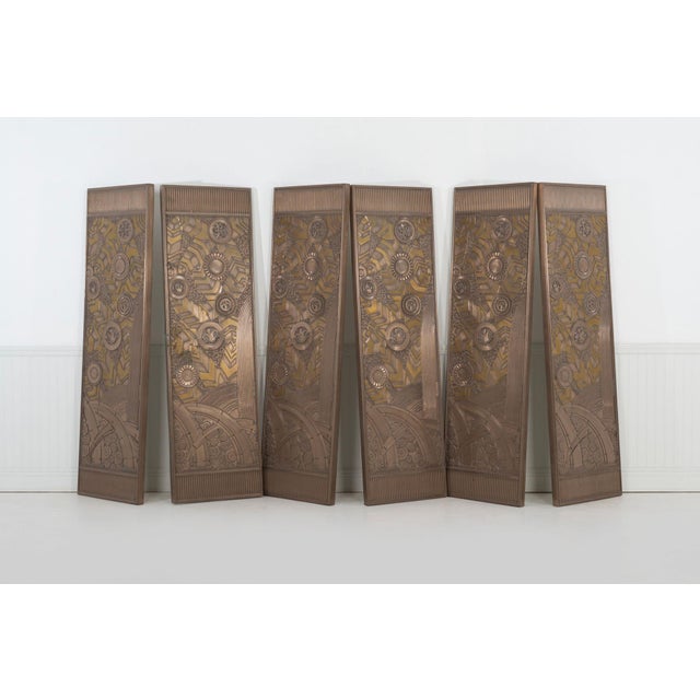 1990s Set of Six Bronze Decorative Panels Edgar Brandt Style For Sale - Image 4 of 8