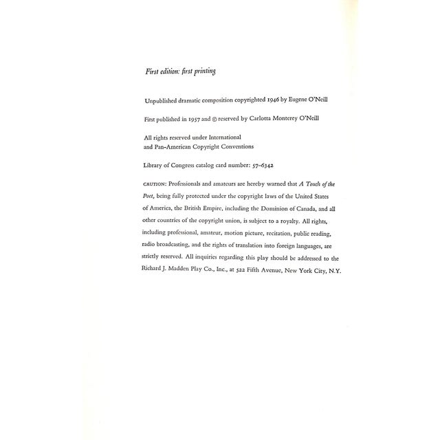 1950s "A Touch of the Poet" 1957 O'neill, Eugene For Sale - Image 5 of 7