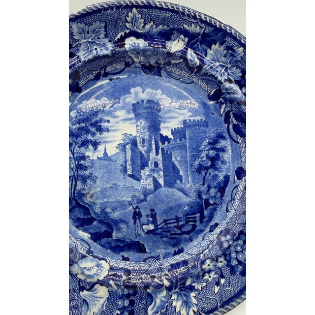 A Blue Dark Transfer Decorated Staffordshire Plate "Part of Goodridge Castle, Kent", by Enoch Woods, Circa 1830's For Sale - Image 6 of 14