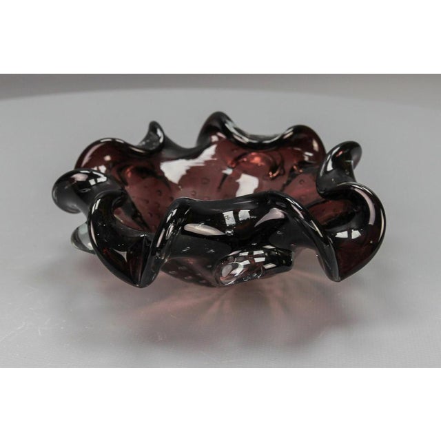 Mid-Century Dark Purple Murano Bubble Glass Bowl, Italy, 1960s For Sale - Image 12 of 17
