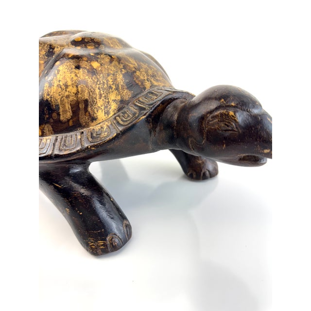 Ceramic Vintage Mid Century Gilt-Finish Tortoise Sculpture, Hollywood Regency Style Decorative Object For Sale - Image 7 of 15